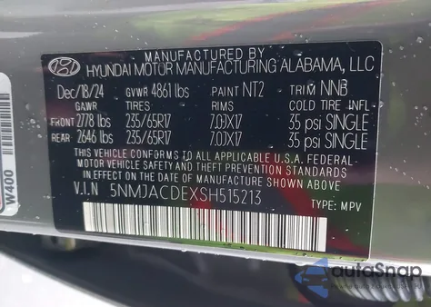 2025 Hyundai Tucson Se из США, поврежденный, VIN 5NMJACDEXSH515213